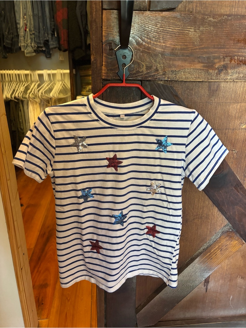 Striped White & Blue Star Sequin Kids SET